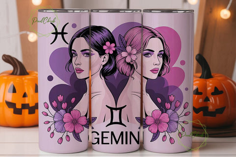 Gemini Zodiac 20oz Tumbler Wrap Sublimation PixelChick 