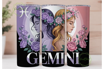 Gemini Zodiac 20oz Tumbler Wrap Sublimation PixelChick 