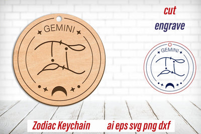 Gemini zodiac keychain laser engraving, Horoscope svg, Astrology sign SVG AnastasiyaArtDesign 
