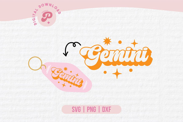 Gemini Zodiac Motel Keychain SVG SVG Totally Posie 