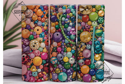 Gemstone Bead Collage Tumbler Wrap Sublimation sassyprint 