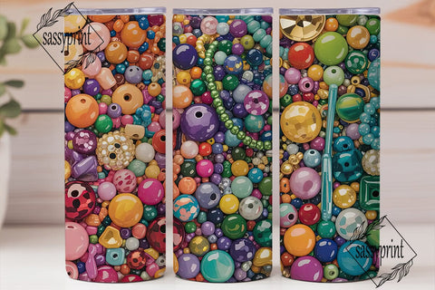 Gemstone Bead Collage Tumbler Wrap Sublimation sassyprint 