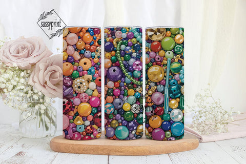 Gemstone Bead Collage Tumbler Wrap Sublimation sassyprint 