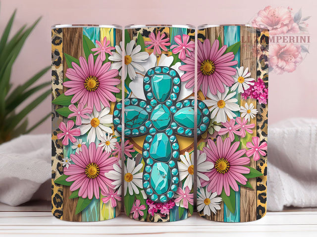 Gemstone Cross Floral Faith Tumbler, Floral Christian Tumbler, Faith Tumbler Wrap, 20oz Tumbler Sublimation, Religious Gift Tumbler, Digital Tumbler Wrap, Boho Faith Tumbler Sublimation Li Zamperini 