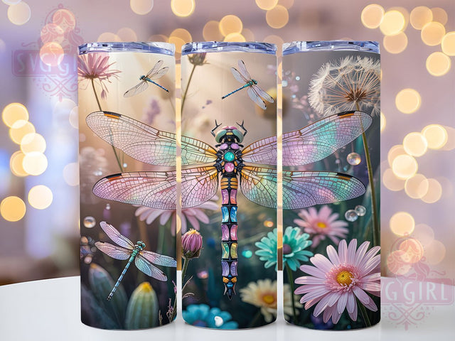 Gemstone Dragonfly Glow 20oz Tumbler, Dragonfly Glow, Gemstone Design, Mystical Theme, Sublimation Wrap, 20oz Tumbler, Enchanted Aesthetic, Nature Charm Sublimation SvggirlplusArt 