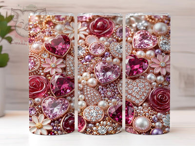 Gemstone Floral Romance 20oz Tumbler, Gemstone Design, Floral Motif, Romantic Theme, Elegant Style, Whimsical Charm, 20oz Wrap, Sublimation Tumbler Sublimation Lara' s Designs 
