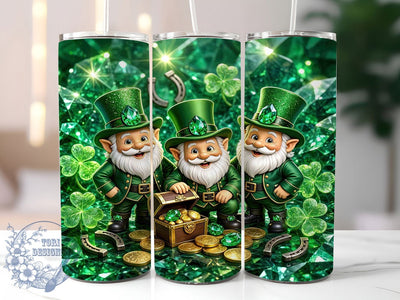 Gemstone Leprechaun Treasure 20oz Tumbler Wrap, Gemstone Motif, Leprechaun Theme, Treasure Chest, Lucky Charm, Festive Design, Skinny Tumbler, Sublimation PNG Sublimation ToriDesigns 