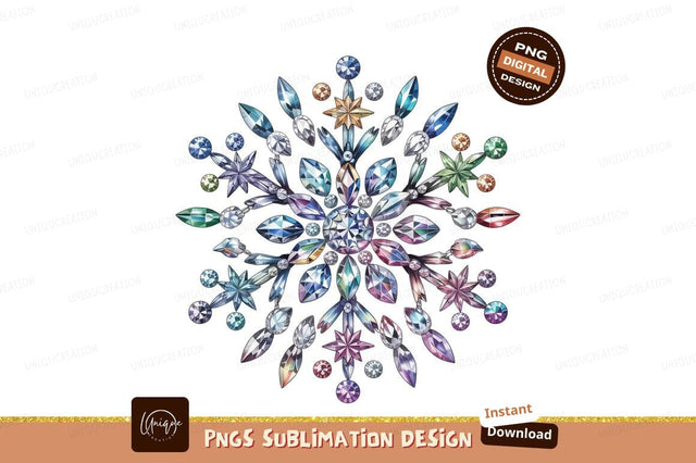 Gemstone Snowflake Illustration Decorative Ornament Sublimation Png Sublimation Designangry 