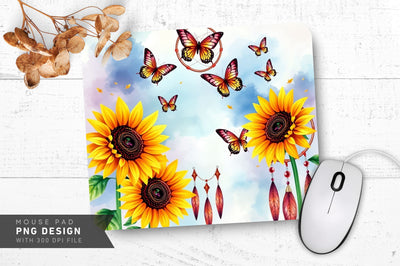 Gentle Blue Butterflies Mousepad Sublimation Regulrcrative 