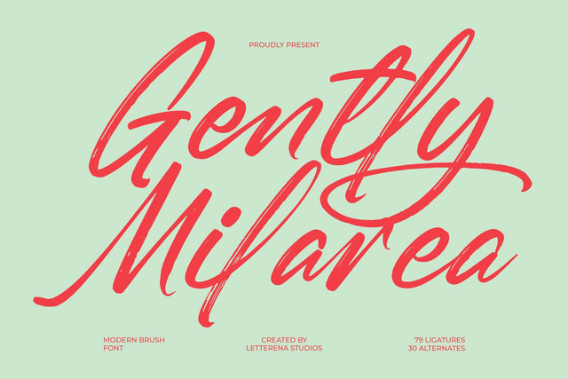 Gently Milarea - Modern Brush Font Font Letterena Studios 