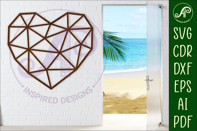 Geo heart wall sign, SVG laser cut file SVG APInspireddesigns 