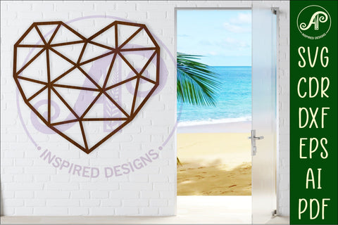 Geo heart wall sign, SVG laser cut file SVG APInspireddesigns 