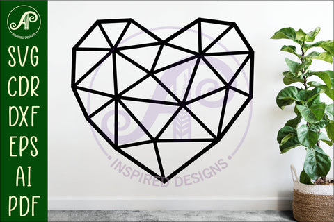 Geo heart wall sign, SVG laser cut file SVG APInspireddesigns 