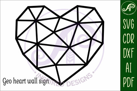 Geo heart wall sign, SVG laser cut file SVG APInspireddesigns 