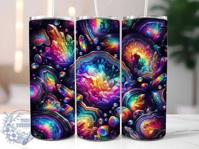 Geode Crystal Glitter Tumbler Wrap, Sparkling Crystal Design, 20oz Agate Sublimation, Colorful Gemstone Art, Glitter Rock Pattern, Vibrant Mineral Print, Luxury Stone Aesthetic Sublimation ToriDesigns 