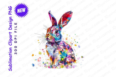 Geometric Abstract Colorful Rabbit Clipart Png Sublimation Regulrcrative 