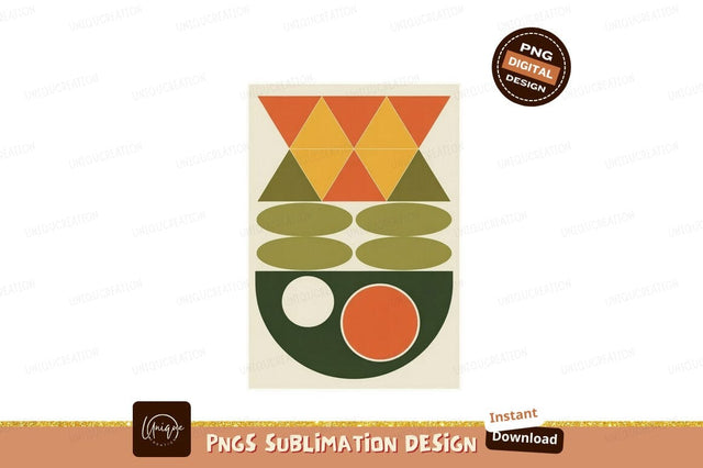 Geometric Abstract Composition Orange Green Yellow Sublimation Designangry 