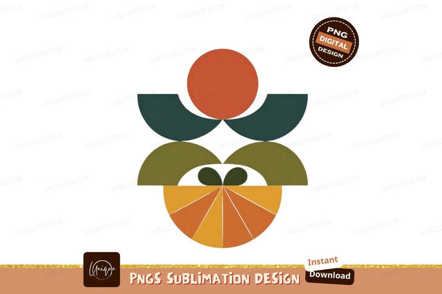Geometric Abstract Floral Design orange Sublimation Designangry 