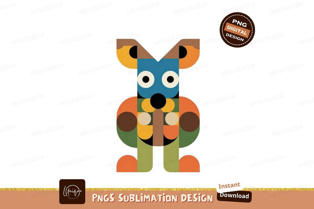 Geometric Animal Character abstract blue Sublimation Designangry 