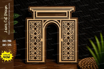 Geometric Arch Frame Laser Cut Svg Design SVG Regulrcrative 