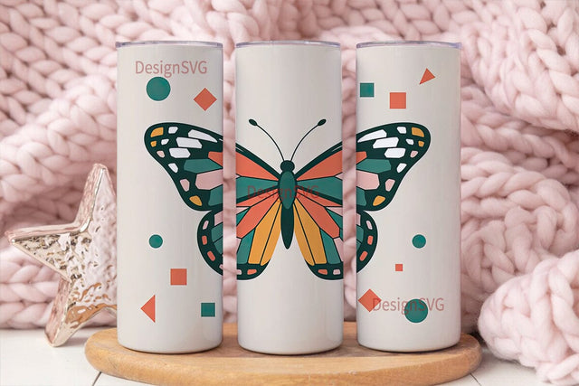 Geometric Butterfly 20oz Tumbler Wrap Sublimation DesignSVG 