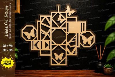Geometric Butterfly Frame Laser Cut Svg Design SVG Regulrcrative 