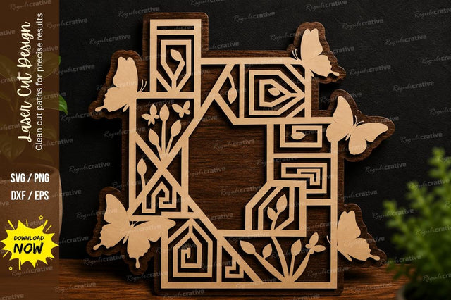 Geometric Butterfly Frame laser cut svg File SVG Regulrcrative 