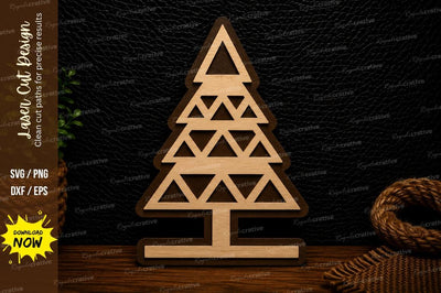 Geometric Christmas Tree Laser Cut Svg Design SVG Regulrcrative 