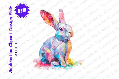 Geometric colorful bunny clipart png illustration Sublimation Regulrcrative 