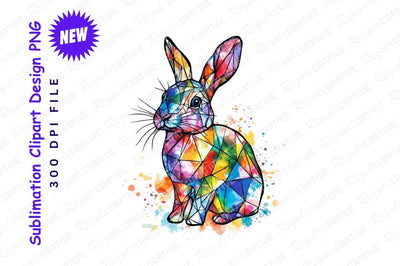 Geometric Colorful Bunny Clipart Png Illustration Sublimation Regulrcrative 