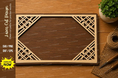 Geometric Corner Rectangle Frame Laser Cut SVG File SVG Regulrcrative 