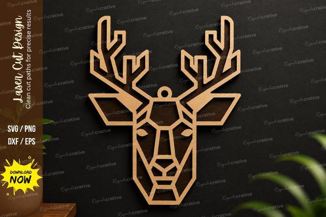 Geometric Deer Head laser cut svg File SVG Regulrcrative 