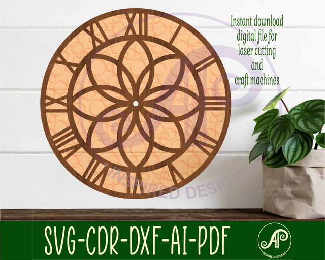 Geometric design 1 wall clock laser cut files, SVG file SVG APInspireddesigns 