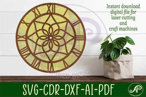 Geometric design 2 wall clock laser cut files, SVG file SVG APInspireddesigns 