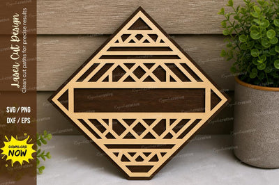 Geometric Diamond Frame laser Cut svg Cutting file SVG Regulrcrative 