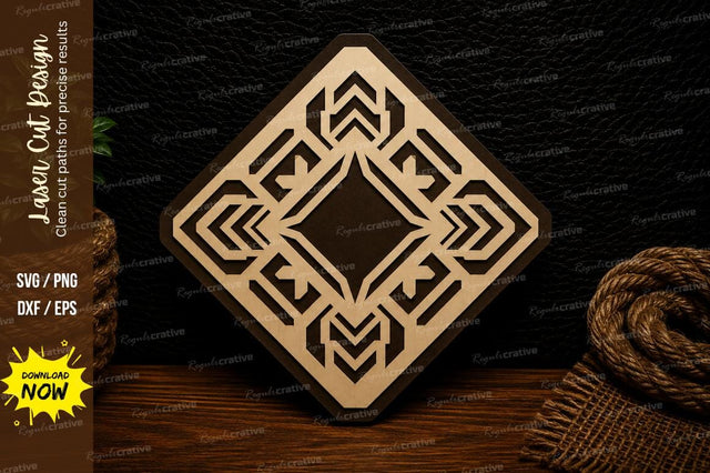 Geometric Diamond Frame Laser Cut Svg Design SVG Regulrcrative 