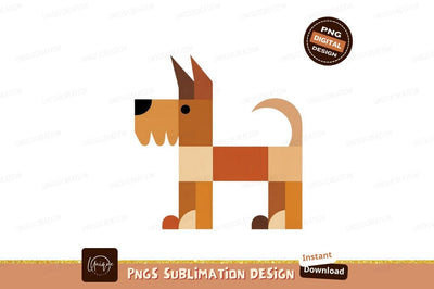 Geometric dog illustration animal brown Sublimation Designangry 