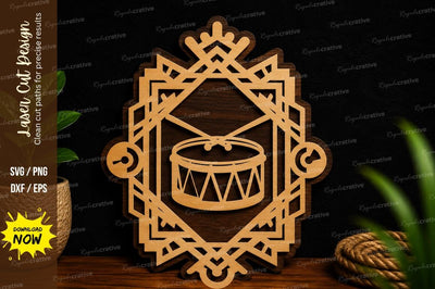 Geometric Drum Frame Laser Cut SVG File SVG Regulrcrative 