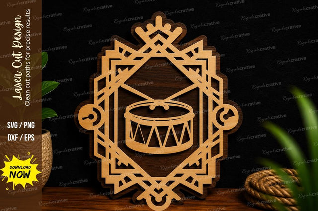 Geometric Drum Frame Laser Cut SVG File SVG Regulrcrative 