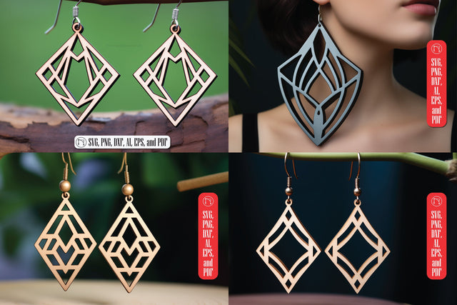 Geometric Earring SVG Laser Cut File Set SVG MD JOYNAL ABDIN 