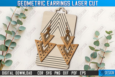 Geometric Earrings Laser Cut Bundle | Pendant Earrings | Jewelry | Accessories | Boho Design | CNC Files SVG Fly Design 