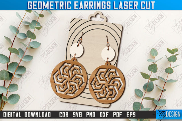 Geometric Earrings Laser Cut | Pendant Earrings | Jewelry | Accessories | Boho Design | CNC File SVG Fly Design 