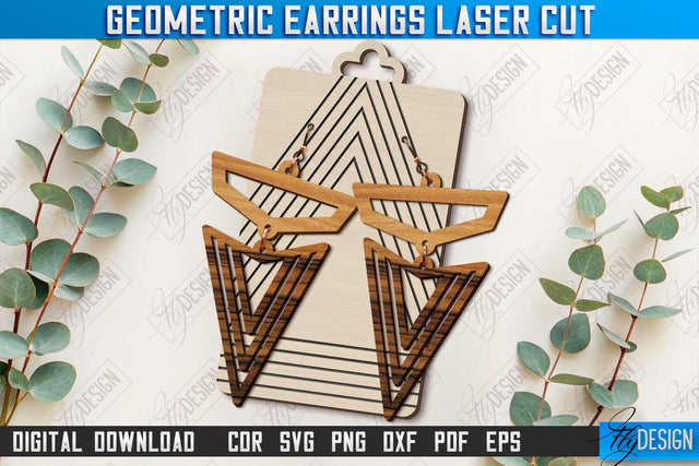 Geometric Earrings Laser Cut | Pendant Earrings | Jewelry | Accessories | Boho Design | CNC File SVG Fly Design 