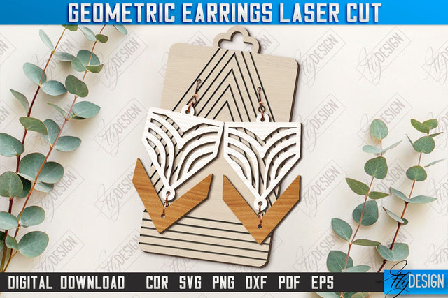 Geometric Earrings Laser Cut | Pendant Earrings | Jewelry | Accessories | Boho Design | CNC File SVG Fly Design 