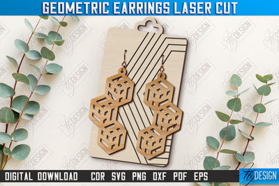 Geometric Earrings Laser Cut | Pendant Earrings | Jewelry | Accessories | Boho Design | CNC File SVG Fly Design 