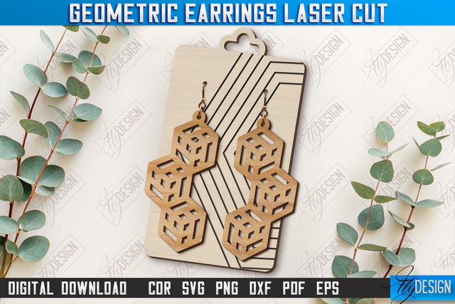 Geometric Earrings Laser Cut | Pendant Earrings | Jewelry | Accessories | Boho Design | CNC File SVG Fly Design 