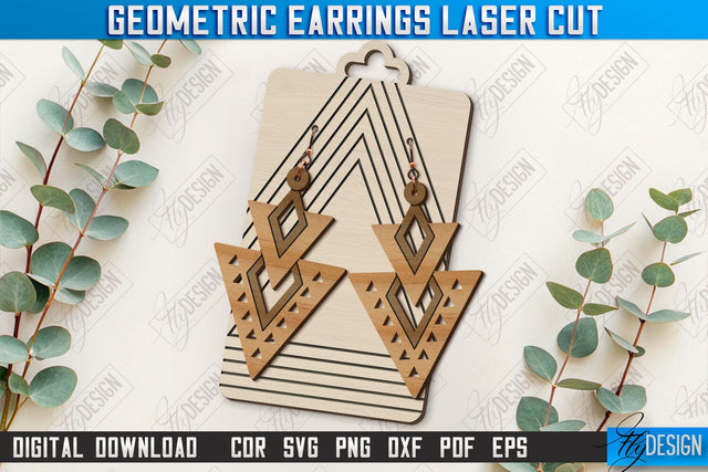 Geometric Earrings Laser Cut | Pendant Earrings | Jewelry | Accessories | Boho Design | CNC File SVG Fly Design 