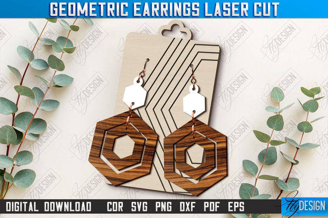 Geometric Earrings Laser Cut | Pendant Earrings | Jewelry | Accessories | Boho Design | CNC File SVG Fly Design 
