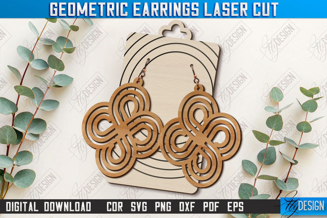 Geometric Earrings Laser Cut | Pendant Earrings | Jewelry | Accessories | Boho Design | CNC File SVG Fly Design 