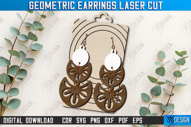 Geometric Earrings Laser Cut | Pendant Earrings | Jewelry | Accessories | Boho Design | CNC File SVG Fly Design 